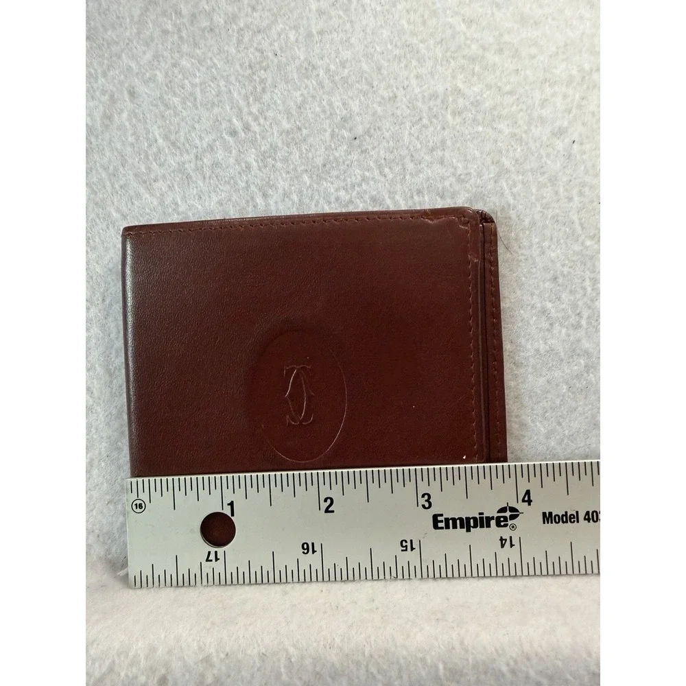 Cartier Bifold Wallet Pass Case Brown/Red Bordeaux Gold Hardware Men's